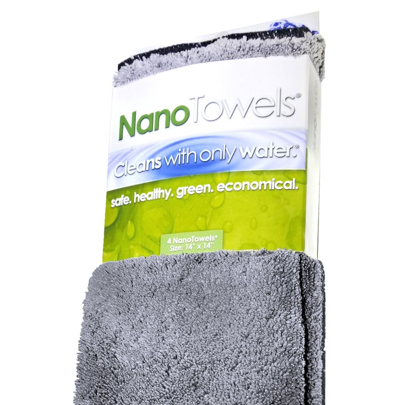 Life Miracle Nano Towels - The Amazing Eco Cloth That Cleans Virtually Any Surface with Only Water. No More Paper Towels Or Toxic Chemicals. 4-Pack (14x14, Grey) - Image 1